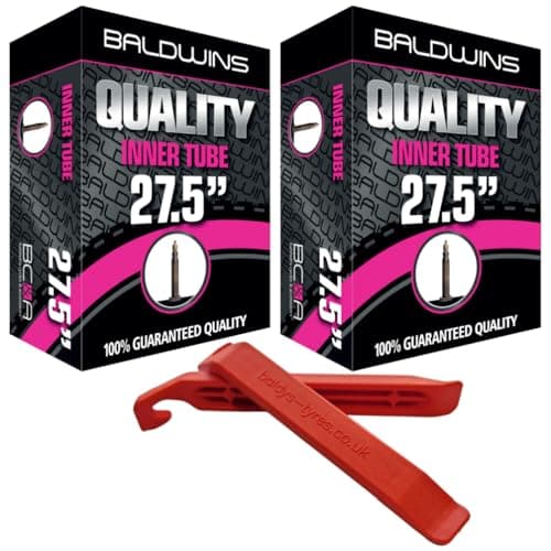 Image of Baldwins Bike Inner Tube 27.5 x 2.40 to 2.80 Presta Valve & BALDY'S TYRE LEVER (Pack of 2)
