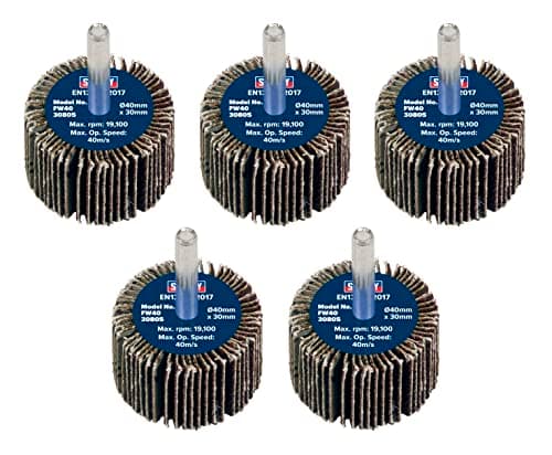 Image of Sealey Ø40 x 30mm Abrasive Flap Wheel Ø6mm Shaft 80Grit - Pack of 5 FW4030805