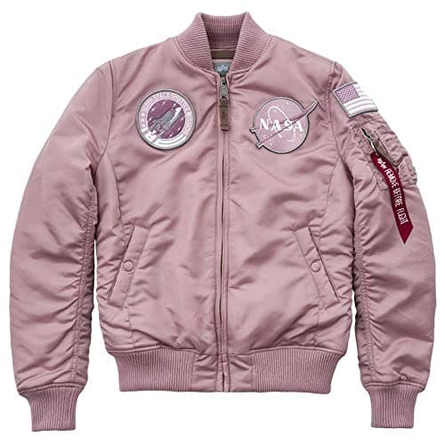 Image of Alpha Industries MA-1 VF NASA Bomber Jacket for Ladies Silver Pink