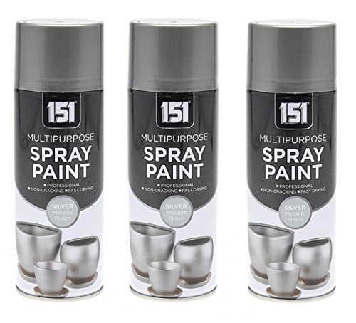 Image of 3 x 400ml 151 Multi Purpose Spray Paint Aerosol Wood Metal Brick Metallic Silver