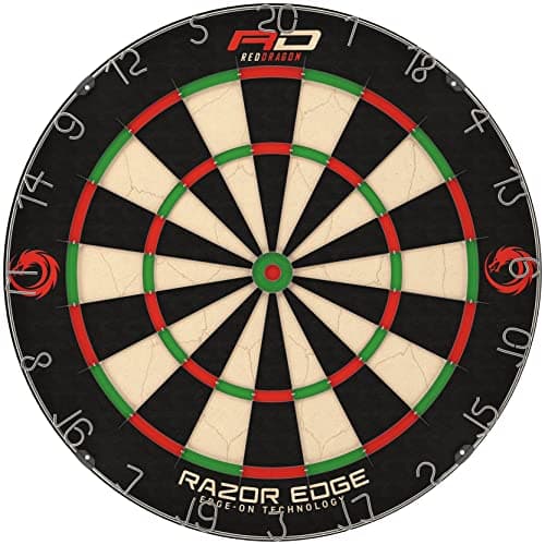 Image of Red Dragon Razor Edge Professional Bristle Dartboard – Tournament-Grade Dart Board Target for Home, Game Room or Club | Durable Bristle Board with Slim Wire System | Easy Smart Set Up
