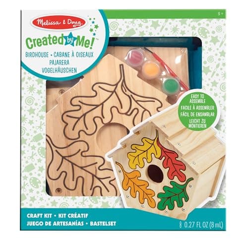Image of Melissa & Doug 13101 Build-Your-Own Wooden Toy Birdhouse Arts and Crafts Craft Kits: Created by Me, Made Easy and More 3+ Gift for Boy or Girl, Multicolor, 26 cm*44.4 cm*34.2 cm