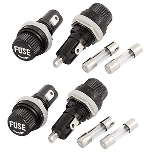 Image of Sourcingmap a15071500ux0372 Screw Cap Panel Mounted Fuse Holder Socket w Fuses 5x20mm 4pcs (Pack of 4)