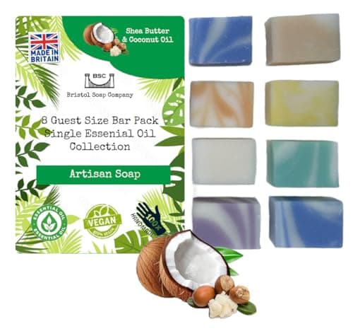 Image of Bristol Soap Company Artisan Soap Guest Size Bar Pack, 8 Handmade Essential Oil Soaps, Shea Butter & Coconut Oil, Cruelty-Free & Vegan Gift Set (8x30g)