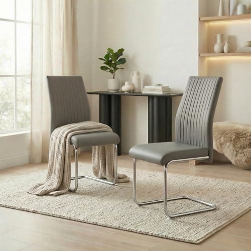 Image of Furniturebox UK Grey Dining Chairs Set of 2 Lorenzo Chairs for Dining Room Set of 2 Premium Dining Room Seats Modern & Stylish Seats (2x Grey)