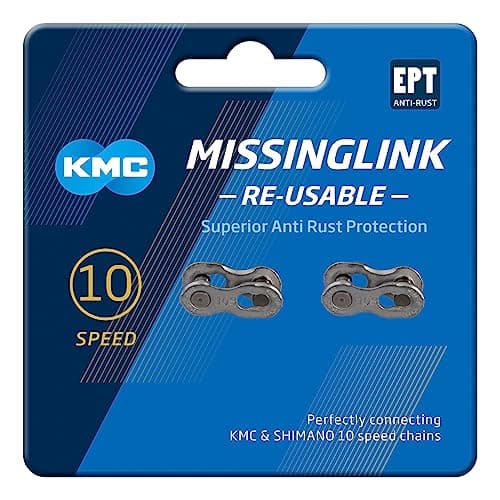 Image of KMC Unisex's 10 Speed EPT MissingLink Joining Link, Dark Silver, 2 Pairs