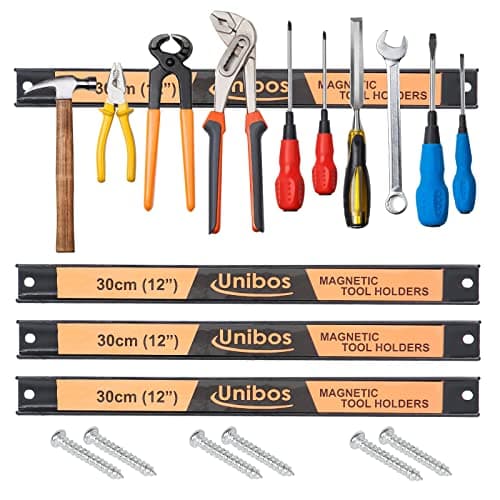 Image of Unibos Magnetic Tool Holder Rack Set of 3 - 24 Inch Heavy Duty Garage Wall Holder Strip with Magnet for Screwdriver Wrench (12 Inches)