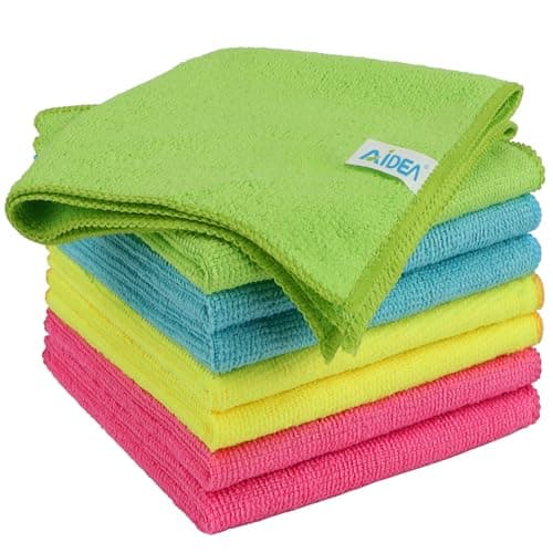 Image of AIDEA Microfibre Cleaning Cloths 8 Pack,Reusable Kitchen Cleaning Towels Dish Cloths,Lint Free Streak Free Washable Duster Cloth for House, Car, Motorbike,Windows,30 x 30 cm