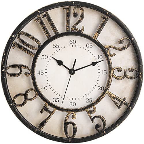 Image of ZOOFOX 12 Inch Retro Wall Clock, Silent Non-Ticking Battery Operated Movement Decorative Round Quartz Wall Clock, Raised 3D Arabic Numeral Clock for Home, Living Room, Reading Room, Kitchen, Office