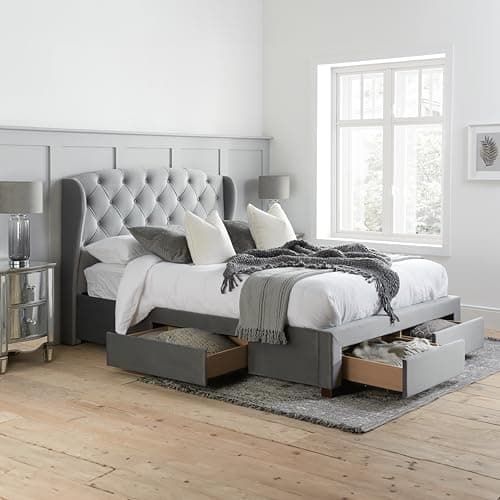 Image of Birlea, 150cm Hope Fabric Bed, Grey Velvet