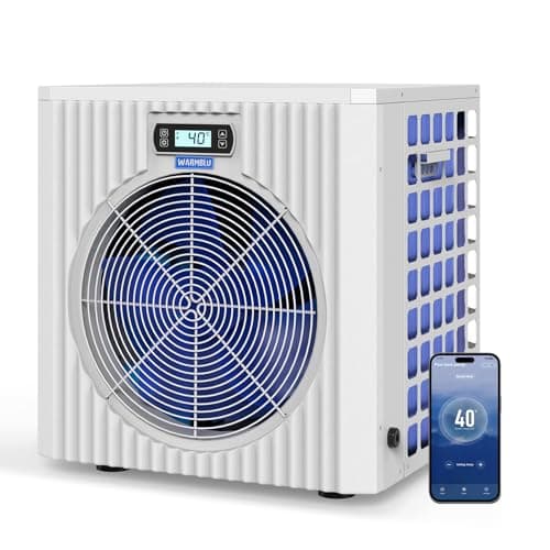 Image of WARMBLU H5 Pool Heater 5 kW, 20m³ max pool, High Efficiency COP 5.51 Energy Save 45% Above, water flow 2.2m³, support WiFi connection, air source swimming pool heater with heating&cooling range