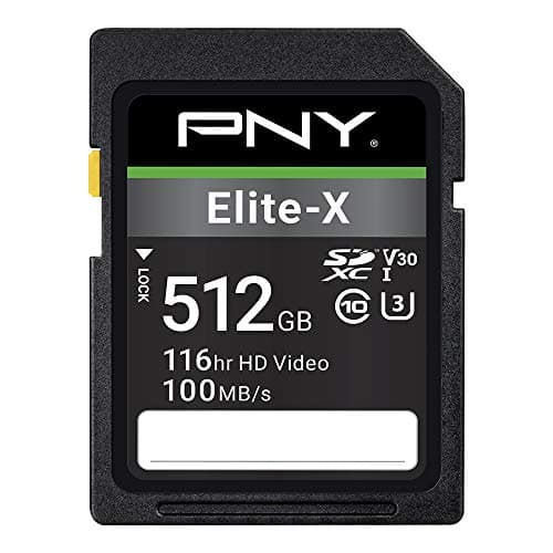 Image of PNY Elite-X SDXC card 512GB Class 10 UHS-I U3 100MB/s