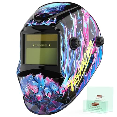 Image of YESWELDER Welding Mask True Colour Large View, Solar Powered Auto Darkening Blue Light Blocking Welding Helmet, Wide Shade 4/9-13 Weld Helmet Hood for TIG MIG ARC