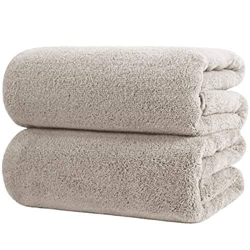 Image of POLYTE Premium Quick Dry Lint Free Microfibre Bath Sheet, Pack of 2 (Beige, 89x178 cm)