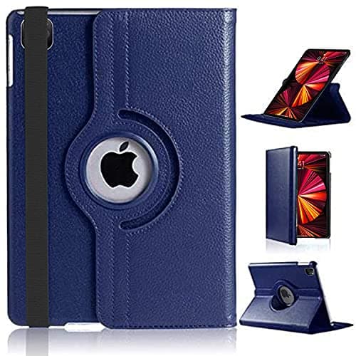 Image of For iPad Pro 11 Case (2018/2020/2021/2022) 4th 3rd 2nd 1st Generation [360 Rotating Stand] [Auto Sleep/Wake] PU Leather Smart Folio Protective Cover (BLUE)