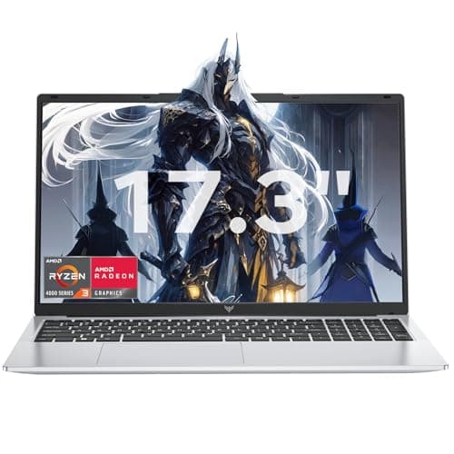 Image of Tivique 17.3 inch Laptop with Quad-Core Ryzen 4300U Processor up to 3.7GHz (Beat i7-7700HQ) 16GB RAM DDR4*2 512GB M.2 SSD Computer, WiFi 5, BT5.2, USB3.2, HDMI, Type-C,1080 FHD, 62.7Wh Long-Battery