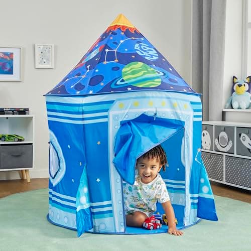 Image of Liberty House Toys Rocket Play Tent, Blue, Dia100 x H135 cm