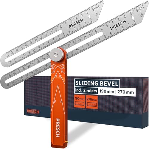 Image of PRESCH Sliding bevel - 19/27cm, Aluminium & Stainless Steel - Accurate Angle Measurement & Transfer Tool, T Square with Marking Gauge Function