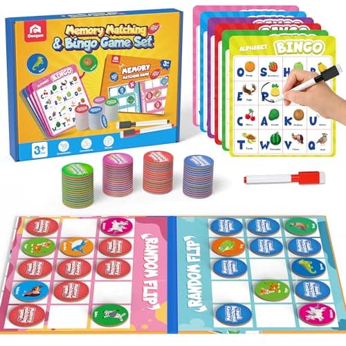Image of Coogam Alphabet Bingo Puzzle Game, ABC Learning Word Recognition and Memory Matching - Early Educational Toys for Hand-Eye Coordination and focus, Activity Gift for Kids Age 3-7