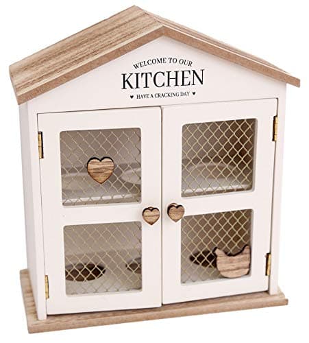 Image of Carousel Home and Gifts Shabby Chic Cream Wooden House Egg Rack Holder ~ Love Heart Kitchen Storage