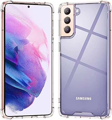 Image of KIOMY Clear Case for Samsung Galaxy S21+ / S21 Plus 5G, Airbag Corners Shockproof Bumper Protective Phone Cover, Hybrid Design Hard PC Back with Flexible TPU Frame