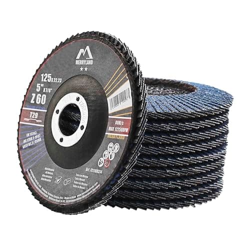 Image of Merryland Flap Disc 125 Metal for Angle Grinder, 125mm 60 Grit T29 Flap Wheel 10 Pieces, Blue Zirconium Corundum INOX Stainless Steel Iron Universal 5 inch, Craft-Line FC1108314-10