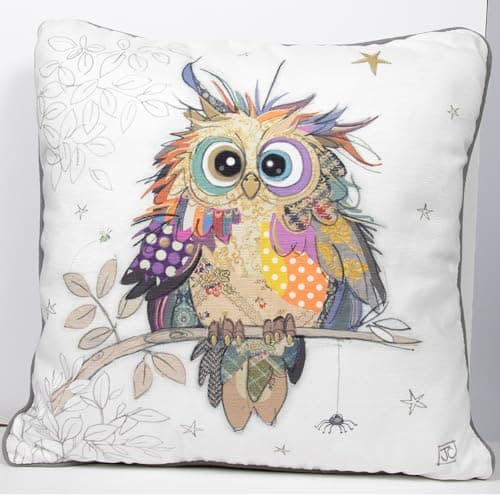 Image of Lesser & Pavey Bug Art Kooks Otto Owl Cushion | Stylish Animal Print Pillow for Home and Office | Soft and Cozy Cushion for Sofa or Bed
