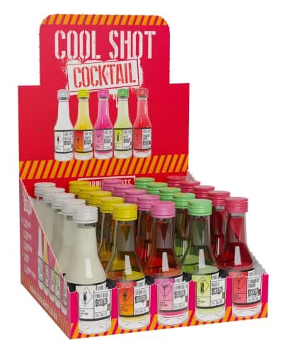 Image of Cool Shot Cocktails 25X20ml | Mixed Vodka Shots | Strawberry Daiquiri, Mojito, Passion Fruit, Cosmopolitan, Pina Colada | Perfect for Gifts, Parties and Celebrations