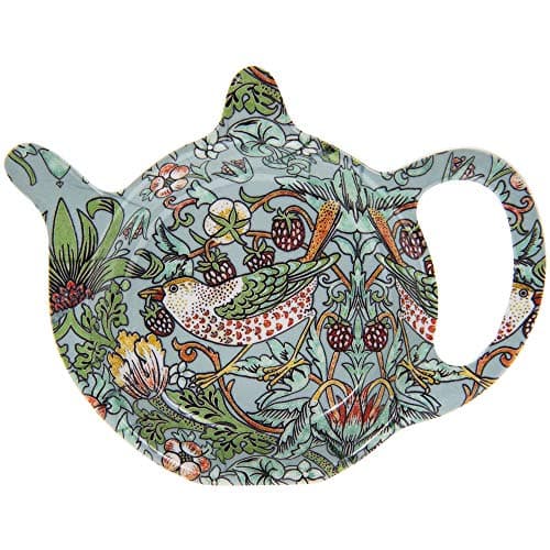 Image of The Leonardo Collection - Strawberry Thief Teabag Tidy - Red with Green Accents - Round - Melamine