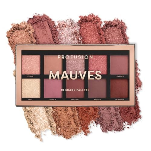 Image of Profusion Cosmetics Mauves 10 Shade Eyeshadow Palette (blendable multi-finish neutrals and dusty rose to plummy hues)