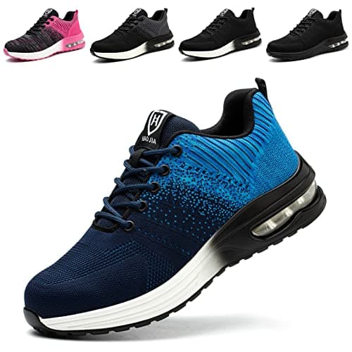 Image of Baofular Safety Trainers Men Womens Steel Toe Trainers Lightweight Comfortable Safety Shoes Work Trainers Non Slip & Breathable Blue 4 UK 37 EU 235