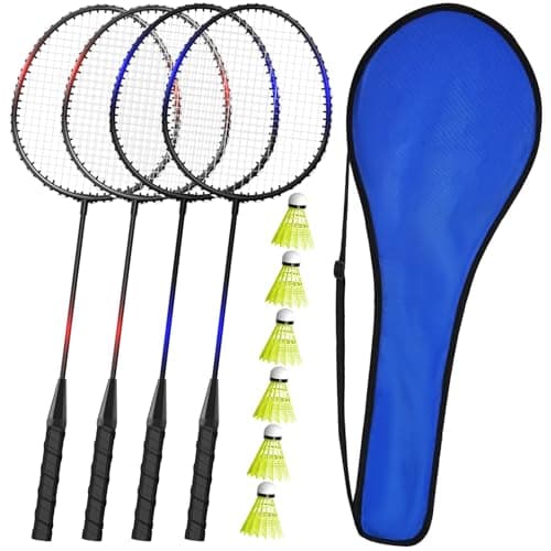 Image of KH 2-4 Player Badminton Rackets Set for Adults Kids,Family Back Garden Sports Games,Racquets,Shuttlecocks & Carry Bag Included