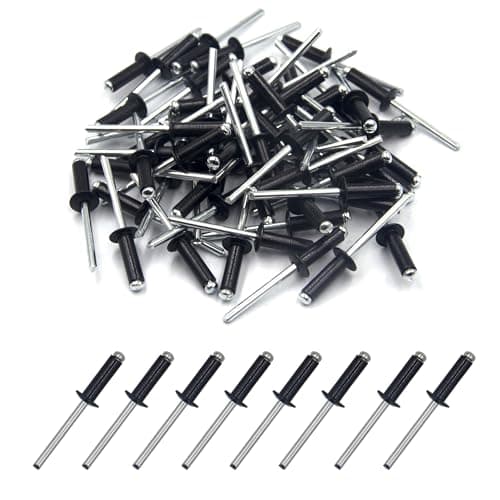 Image of BESTYCHAO 100pcs Aluminium Blind Rivet, Open End Rivet Pop Rivet, Pack of 100 4.8 x 16mm (Black)