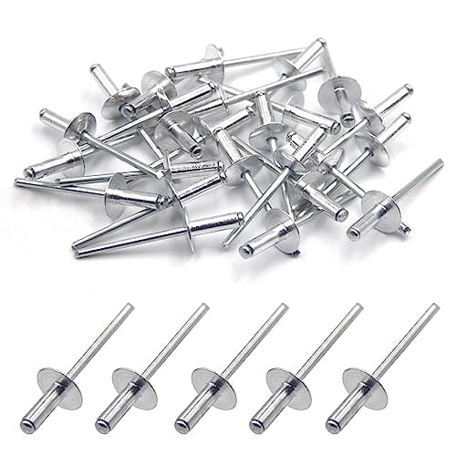 Image of BESTYCHAO 50pcs Aluminum Blind Rivets with Large Flange 4mm x 12mm, Pack of 50 (Sliver)