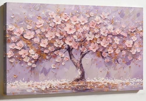 Image of PIGPIGFLY Floral Tree of Life Painting - 30x40cm Framed Canvas Wall Art, Blossom & Nature Abstract Art for Bedroom & Living Room