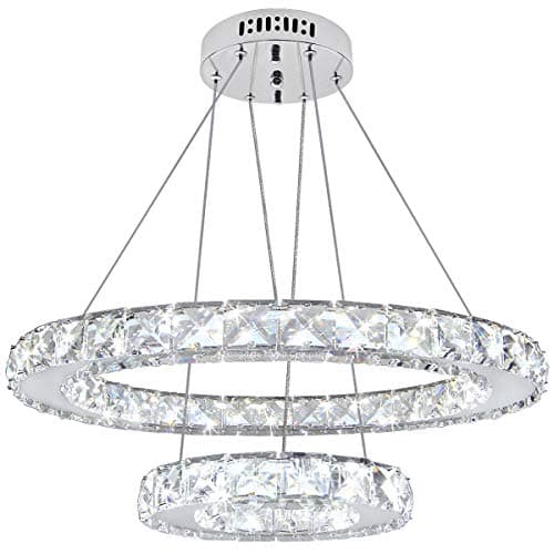 Image of Long Life Lamp Company Modern Round Chandelier LED Ring Pendant Ceiling Light Cool White Dining Room Table Kitchen Island Bedroom Living Room M0171