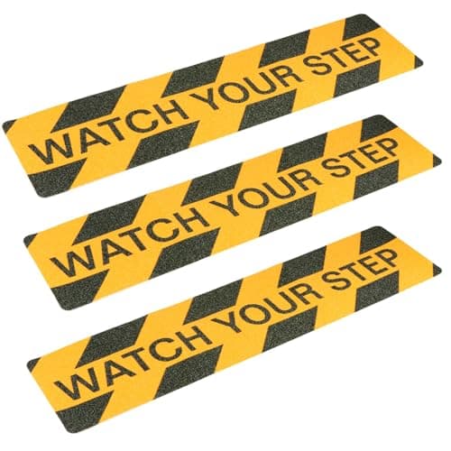Image of 6" x 24" Watch Your Step Floor Tape 3PCS – Non-Slip Caution Tape & Warning Anti-Skid Adhesive Sticker Mind The Step Sign Outdoor Use – Safety Floor Decal for Workplace Home