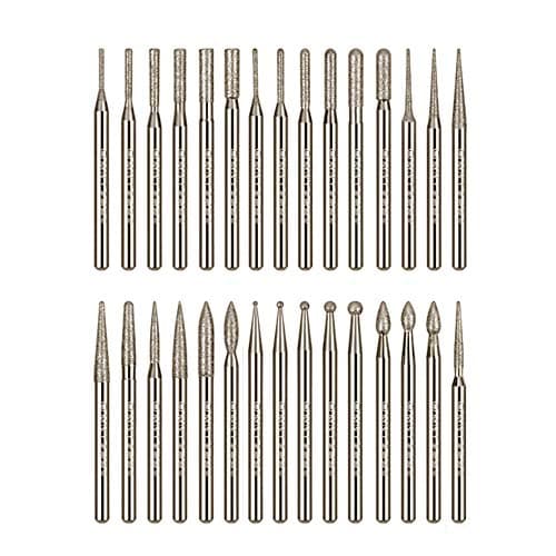 Image of Gasea 30pcs 2.35mm Shank Diamond Coated Rotary Burr Drill Bits for Engraving Carving Rotary Tool