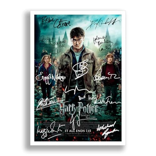 Image of Harry Potter Cast Signed Autograph Poster Photo Print Framed Memorabilia Gift Movie Film Daniel Radcliffe Rupert Grint Emma Watson (Deathly Hallows Part 2, A4 Poster Only)