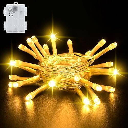 Image of cshare Battery Fairy Lights, 2M 20 LED Fairy Lights Battery Operated with Timer, IP65 Waterproof String Lights for Jar Garden Camping Christmas Indoor Outdoor Decorations, Warm White