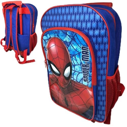 Image of Marvel Spiderman Deluxe Backpack Trolley – Red & Blue Wheeled Luggage Bag for Kids, School & Travel, Cabin Size, Large Capacity