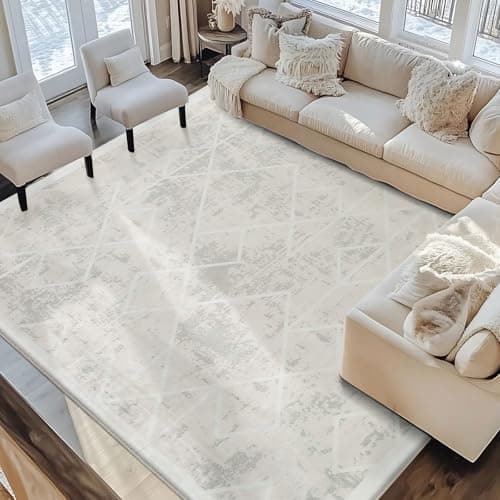 Image of Leesentec Rugs Living Room Bedroom Rug Modern Short Pile Rugs Bohemian Carpet Abstract Geometric Straight Line Pattern Carpets Non-slip Large Rug (Ivory/Green White, 200 x 300 cm)