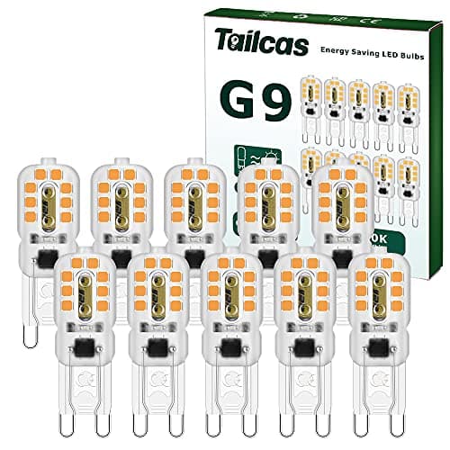 Image of Tailcas G9 LED Light Bulbs 3W, (Equivalent 30W Halogen Bulb) Mini Led Lamp Warm White 360 Degree 300LM 3000K AC/DC 220-240V for Lighting Decor, Chandelier Home (10 Packs)