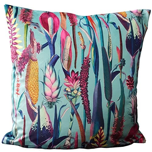 Image of Floral Botanical Velvet Cushion - 40cm Mint Square Cushion
