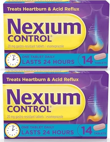 Image of Nexiumm Control Tablets for Heartburn & Acid Reflux Relief - 24-Hour Protection, Reduces Stomach Acid, Effective Esomeprazole Formula (2 x 14 Pack)