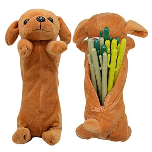Image of whatUneed 3D Dog Shape Pencil Pen Bag, Cute Soft Plush Case Gifts for Kids