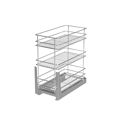Image of JSF COMPONENTS Pull Out Soft Close Kitchen Storage Unit Larder Base Mounted 3 Level W-2312 300 mm (item width 250 mm) Silver