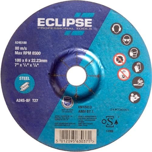 Image of Eclipse Professional Tools A24S180 Depressed Centre Grinding Wheel (180 x 6 x 22.23mm)