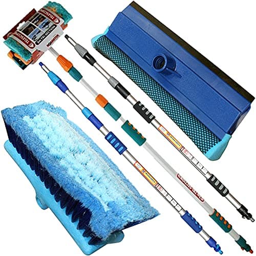 Image of NTI 3M PREMIUM Heavy Duty ALUMINIUM TELESCOPIC Water Fed 9.8 Feet Extendable Car Van Trucks Caravans Conservatories Boats, Decking Wash Window Cleaning SQUEEGEE Brush Soft Cushioned Grip UK FREE P&P