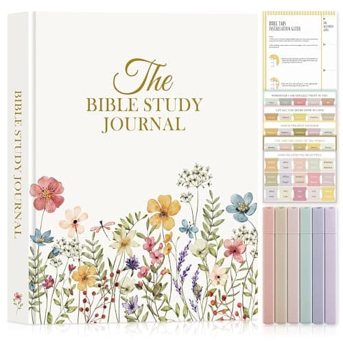 Image of Lanpn Bible Study Guide Journals for Women with Tabs & Highlighters, Church Notes Taking Daily Devotional Journaling, Leather Bible Prayer Notebook Christian Religious Faith Based Gifts